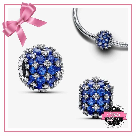 Sparkling Pavé Round Blue Charm - ONE - Picture 1 of 9
